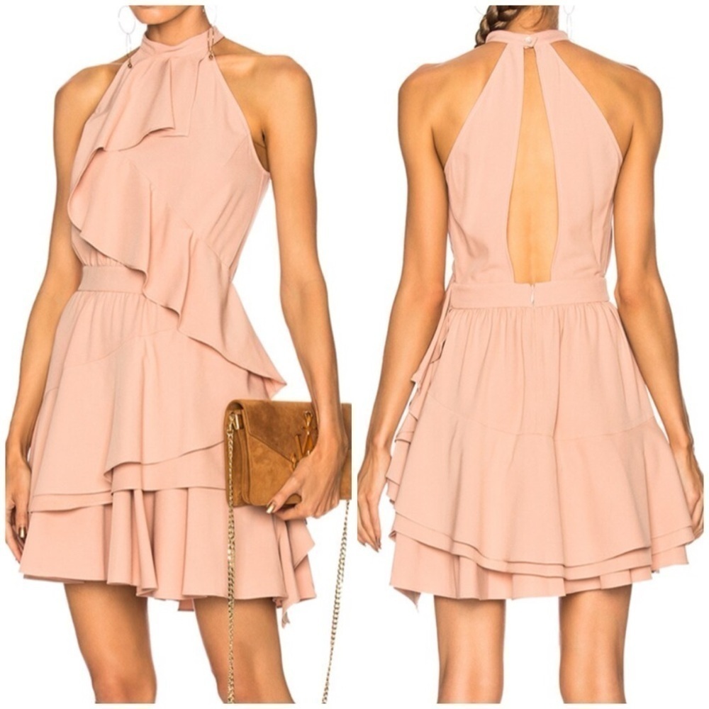 NWT Marissa Webb Alanis Dress Vintage Rose Pink Ruffle Mini Open Back Sz XS